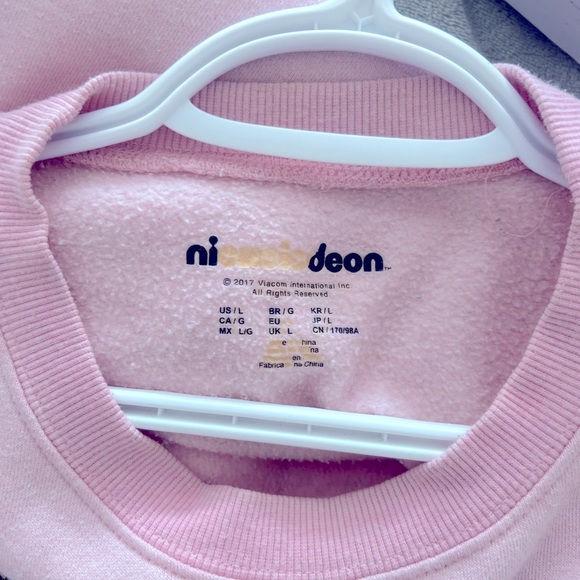 Nickelodeon 90's Character Graphic Crewneck Pullover Sweatshirt Sweater Top Pink - Picture 3 of 3